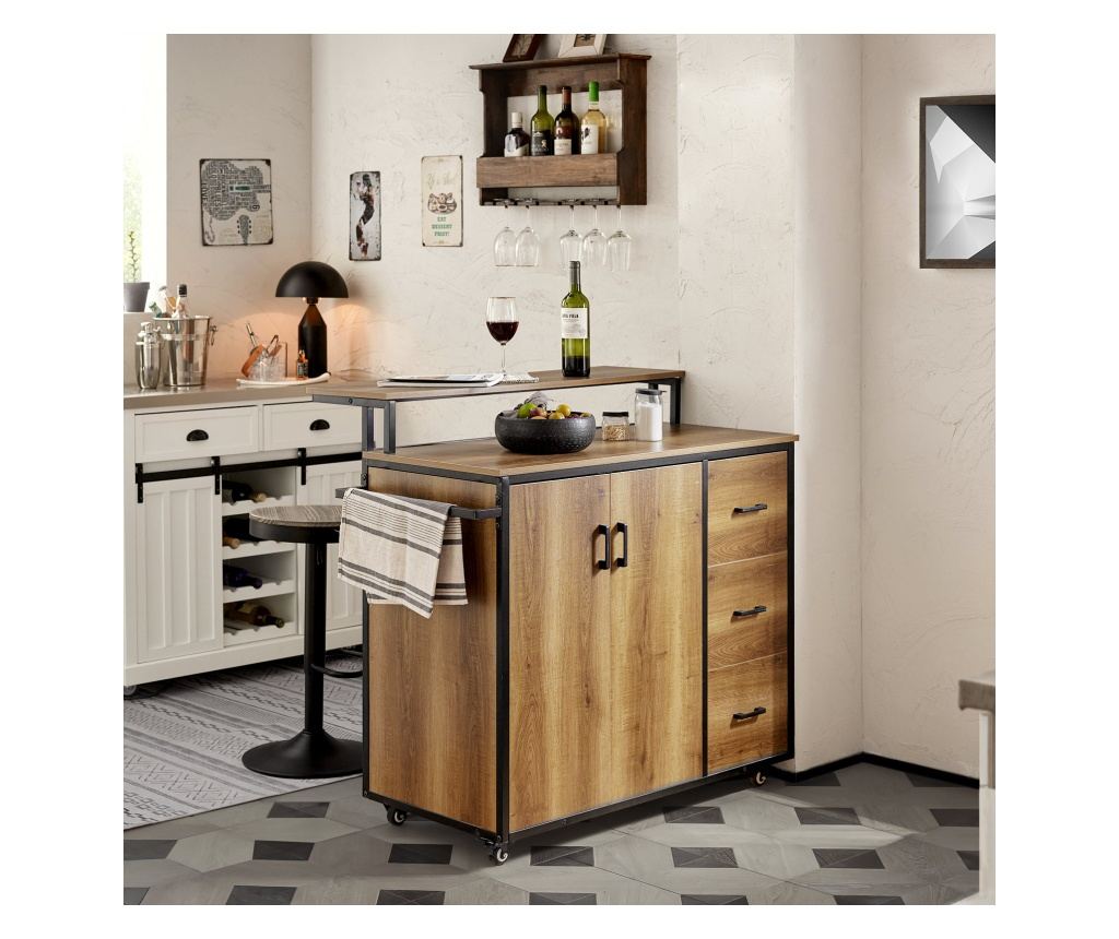 SoBuy ilot central cuisine, kuhinjski otok, kuhinjski otok na kolesih KNL02-PF - 3