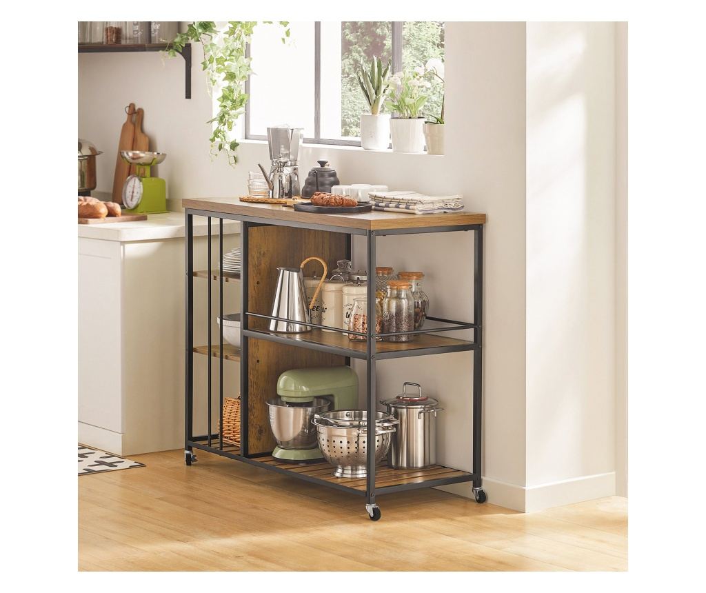 SoBuy βοηθητικά έπιπλα κουζίνασ, τροχήλατο καρότσι κουζίνασ, καρότσι κουζίνας σε ρόδες SVW18-F - 3