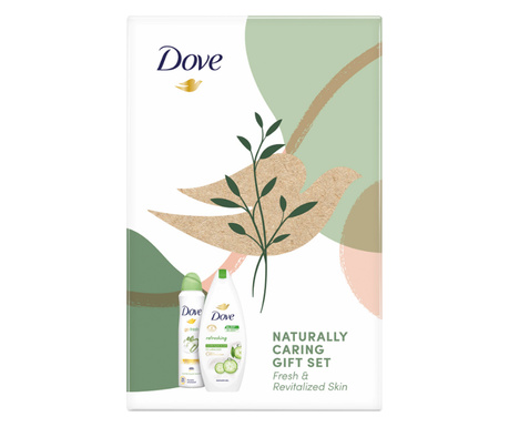 Set Dove Naturally Refreshing: Antiperspirant spray, 150 ml + Gel de duș, 250 ml