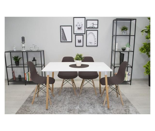 Scaun stil scandinav, Mercaton, Osaka, PP, lemn, cafeniu, 46x54x81 cm