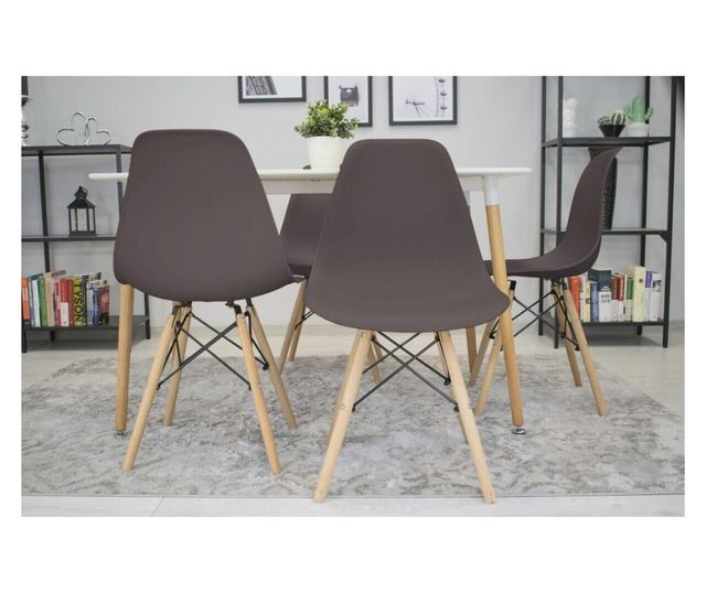 Scaun stil scandinav, Mercaton, Osaka, PP, lemn, cafeniu, 46x54x81 cm