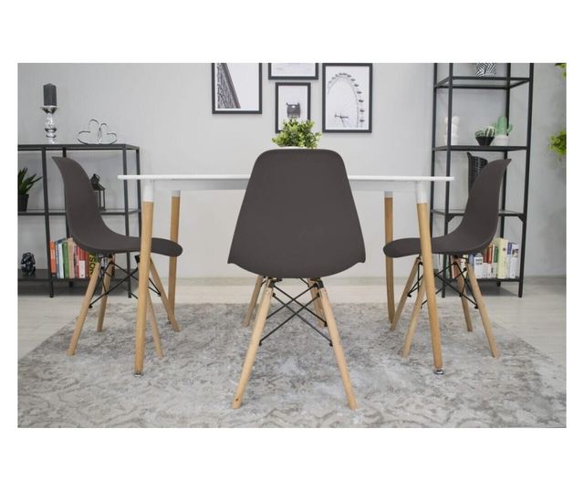 Scaun stil scandinav, Mercaton, Osaka, PP, lemn, cafeniu, 46x54x81 cm