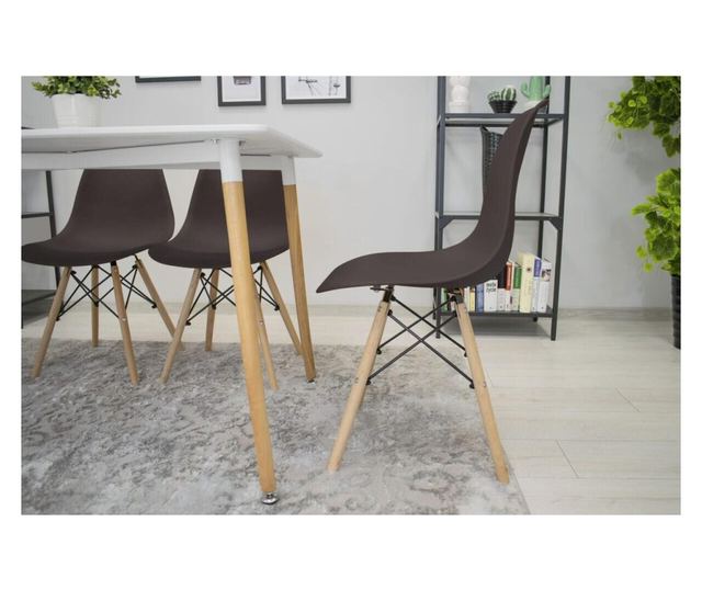 Scaun stil scandinav, Mercaton, Osaka, PP, lemn, cafeniu, 46x54x81 cm