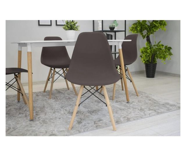 Scaun stil scandinav, Mercaton, Osaka, PP, lemn, cafeniu, 46x54x81 cm