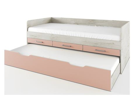 Sandviș de pat Mod 2035, Piemon de stejar cu piersică roz, include 2 saltele 900/2000