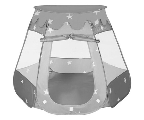 Детска палатка за игра, Спрингос, шестоъгълна, сива, 70х95 см