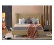 Pat Lora 160x200 cm Upholstered Beige Velvet Bed with Included Slat Base
