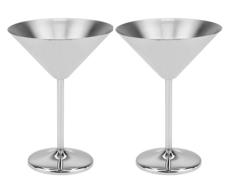 Set 2 pahare martini din inox CULINARO Silver, 250ml, 12xh16cm, argintii