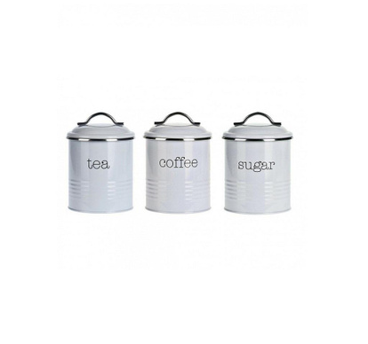Excellent Houseware kávé/cukor/tea tároló edények, fém, 11x16 cm, 1 l, fehér