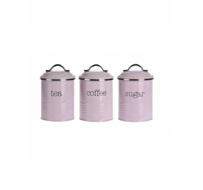 Excellent Houseware kávé/cukor/tea tároló edények, fém, 11x16 cm, 1 l, rózsaszín