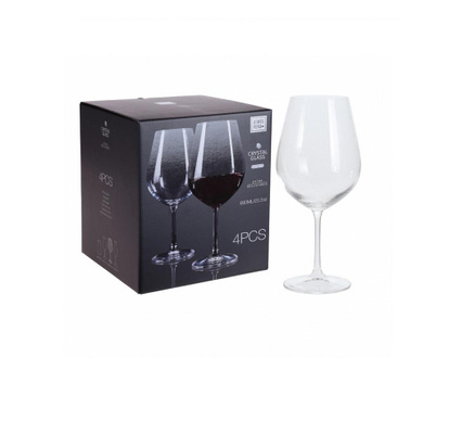 Készlet 4 pohár borból álló Excellent Houseware, kristályos üveg, 8x24 cm, 690 ml, átlátszó