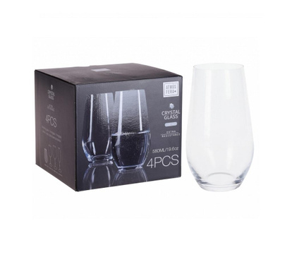 Készlet 4 pohár vízből álló Excellent Houseware, kristálytiszta üveg, 6x15,5 cm, 580 ml, átlátszó