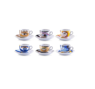 Set servire espresso 12 piese Zeller-Bright Eyes, portelan, multicolor