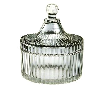 Pufo Style nagyméretű üveg cukorka doboz fedővel, 19 cm, füstös