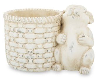 Ghiveci ceramica cu iepuras, crem, 17x24x16 cm