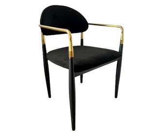 Scaun de dining Modena, picioare metal negru mat, catifea neagra, 50×52×80cm