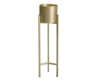 Ghiveci metalic decorativ, pentru podea, auriu periat, Gold M, 26x26x120cm