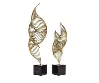 Decoratiune de masa, metalica, Infinity S, 14x14x46cm, Auriu/Negru