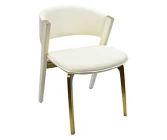 Scaun de dining Dinasty, picioare metal auriu periat si catifea, sezut si spatar din catifea ivoire, 52×49×77cm
