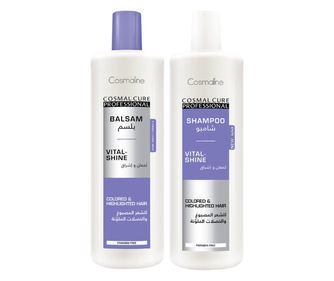 Pachet Balsam 500ml si Sampon 500ml Cosmaline Professional Vital Shine, cu Keratina, pentru par vopsit