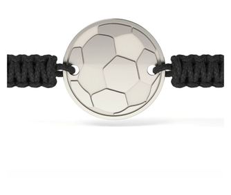 Bratara din aur alb cu snur negru model Minge de Fotbal