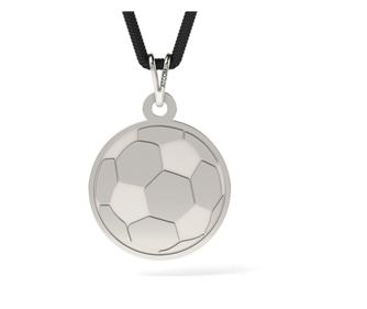 Pandantiv din aur alb cu snur negru model Minge de Fotbal