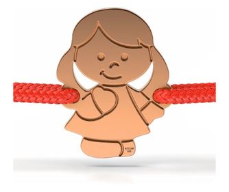 Bratara din aur roz cu snur rosu model Fetita cu codite