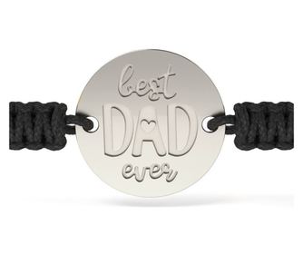 Bratara din aur alb cu snur impletit negru model Best Dad