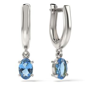 Cercei din argint cu cristale Aquamarine model 42