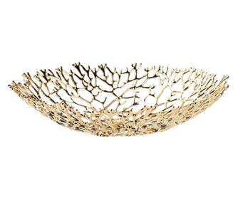 Bol decorativ auriu, Bird, din metal, 27x27x8cm