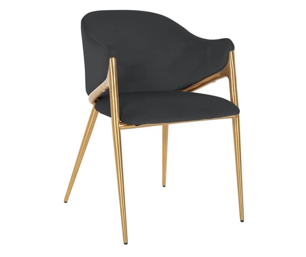 Gwen antracit szék (tűzálló), Richmond Interiors, fekete, arany, antracit, szálcsiszolt arany hatású lábak