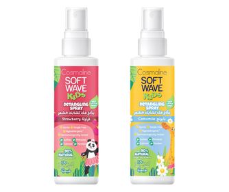 Set 2x Cosmaline Soft Wave Kids spray pentru descurcarea parului cu 90% ingrediente naturale, musetel&capsuni, 125 ml