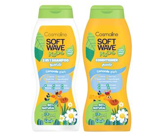 Pachet Sampon 400ml si Balsam 400ml Cosmaline Soft Wave Kids, 90% ingrediente naturale, pentru copii, aroma de musetel