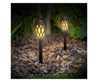 Lampă Solară LED pentru Gradină - Efect de Flacără, Autonomă și Rezistentă, Ø8,5 x 29 (+11) cm, Lumină Ambientală