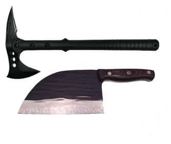 Set sekir Pirate Skull, 39 cm in nož Wave Blade, 30 cm, IdeallStore, nerjaveče jeklo, črna