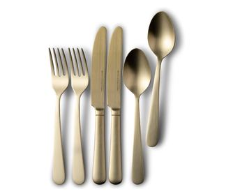 Elegáns, 6 részes acél evőeszközkészlet, arany