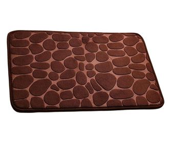 Mercaton® постелка за баня от полиестер и мемори пяна, каменна шарка, противоплъзгаща, ултра-абсорбираща, кафява, 60 x 40 cm