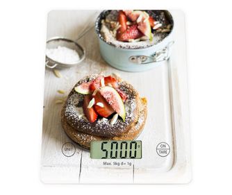 Кухненска везна Oliver Voltz OV51651KD Cake, 5 кг, ТАРА, Стъклена, Кекс, Многоцветен