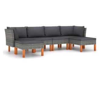 Kertbtor szett prnkkal, 6 rszes, szrke, polirattan