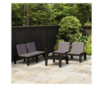 Vrtni namještaj s jastucima, 4 dijela, siva, plastika