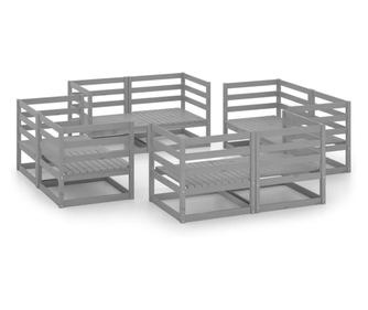 Kerti btor szett, 8 rszes, szrke, tmr fenyfa