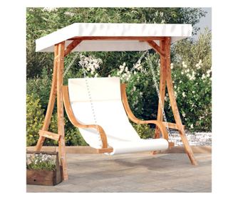 Stolica za ljuljanje s jastukom i baldahinom, masivno drvo smreke