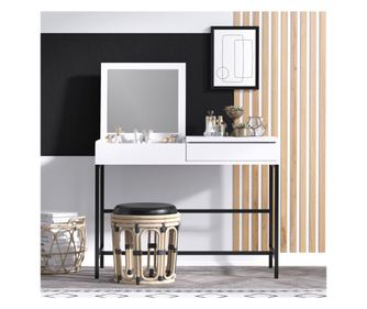 Toaletni stolić, Bijela boja Crno, Amour