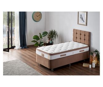 Jednostruki madrac, baza i uzglavlje, Svijetlo smeđa, Latte - Light Brown (100 x 200)