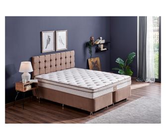 Dupli madrac, baza i uzglavlje, Svijetlo smeđa, Helen - Light Brown (160 x 200)