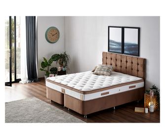 Dupli madrac, baza i uzglavlje, Svijetlo smeđa, Latte - Light Brown (150 x 200)
