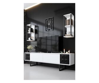 Komoda za TV, Black Line - White, Black