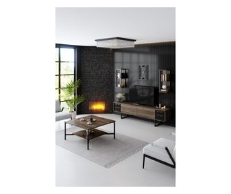 Set namještaja za dnevnu sobu, Black Line Set - Walnut, Black