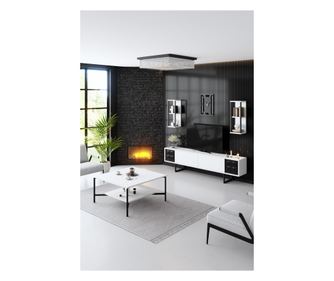 Set namještaja za dnevnu sobu, Black Line Set - White, Black