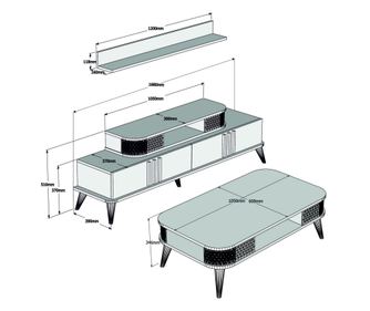 Set de mobilier pentru camera de zi, Eylül - Stejar